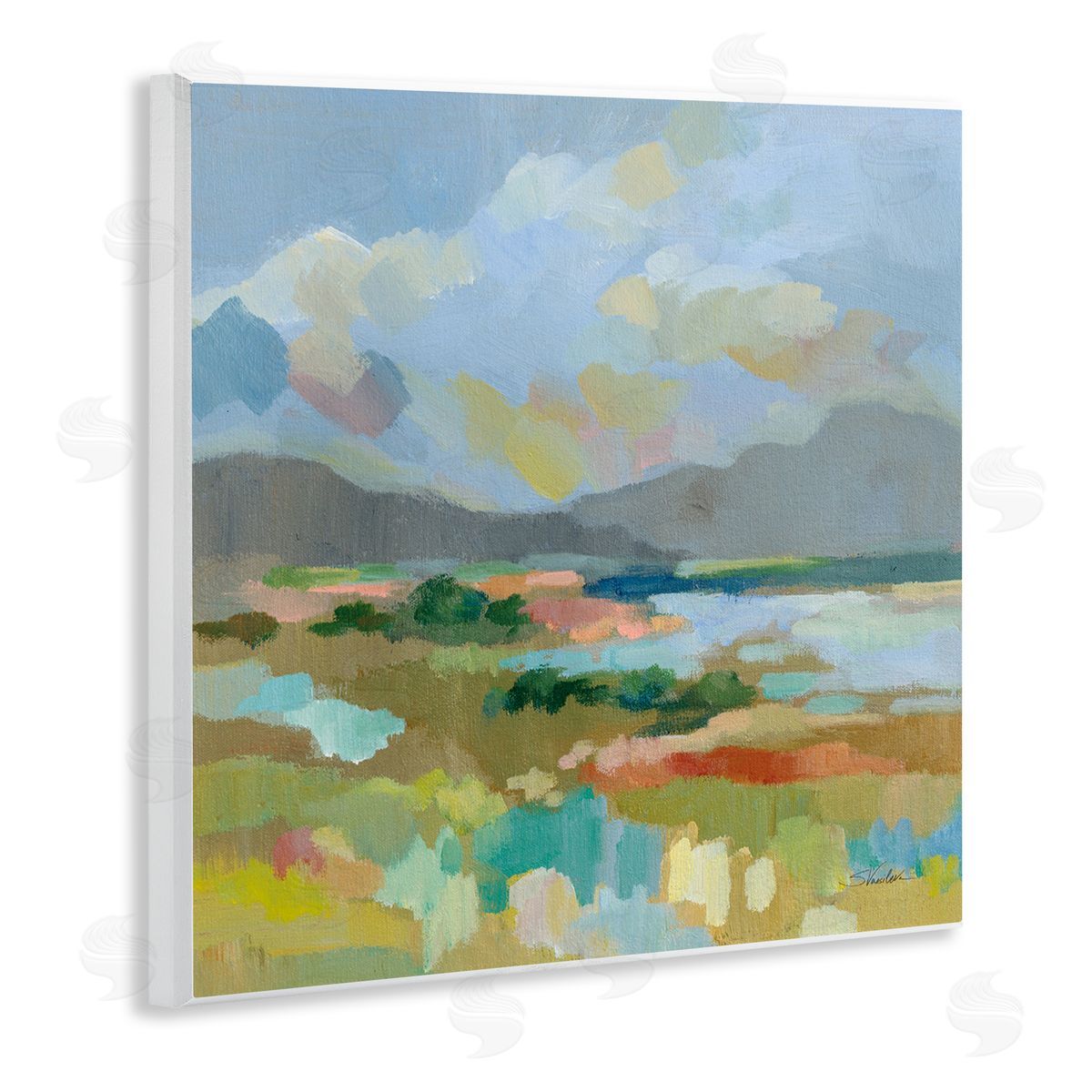 Silvia Vassileva Abstract Meadow Landscape Wooden Wall Plaque Art Print