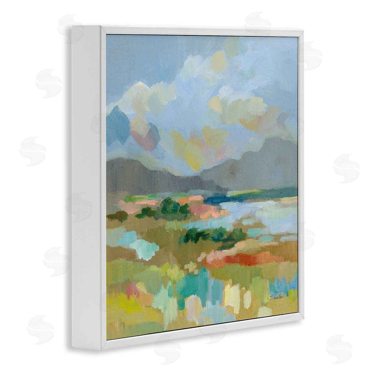Silvia Vassileva Abstract Meadow Landscape White Framed Glicee Wall Art Print