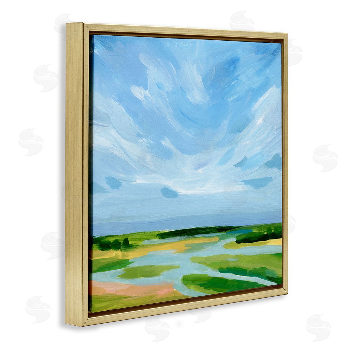 Victoria Barnes Rural Nature Landscape Gold Floating Frame Canvas Wall Art Print