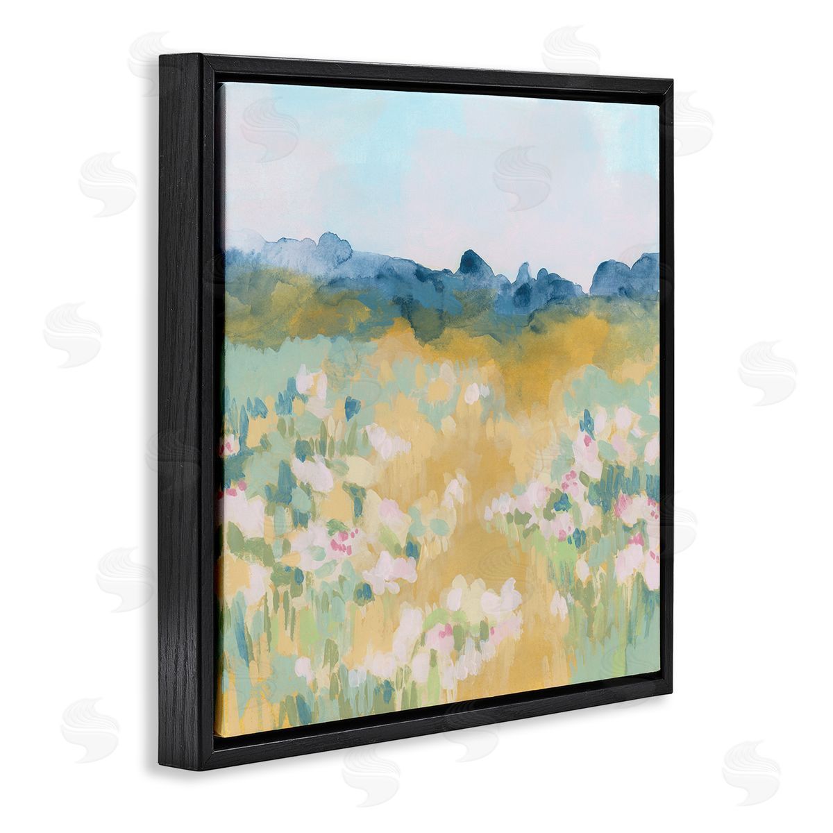 June Erica Vess Abstract Meadow Flowers Black Floating Frame Canvas Wall Art Print