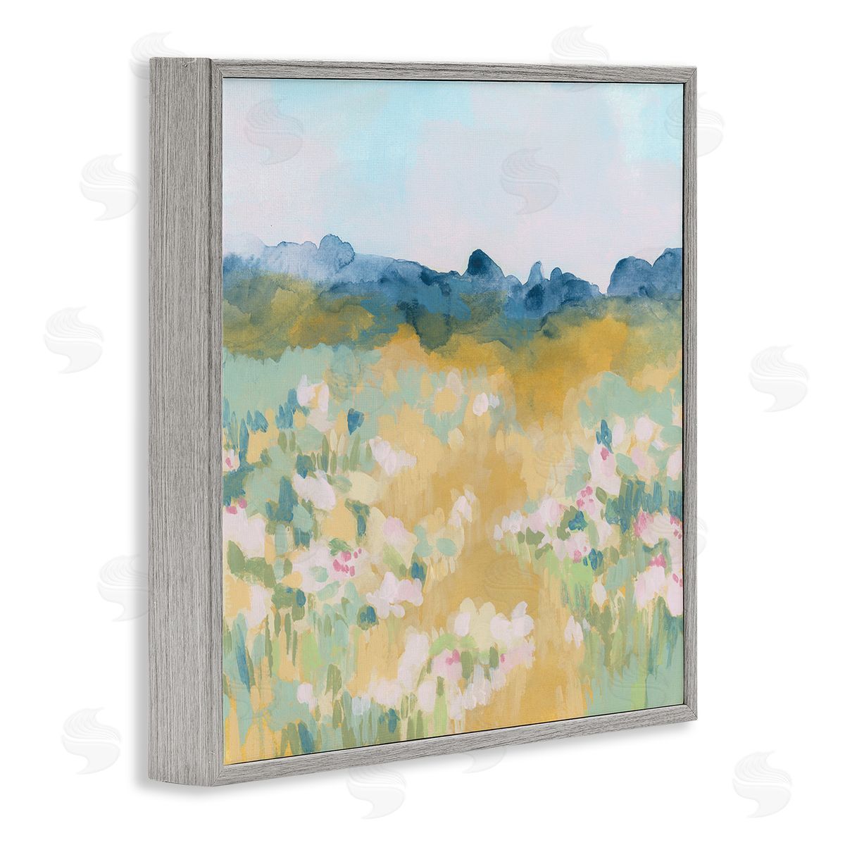 June Erica Vess Abstract Meadow Flowers Gray Framed Glicee Wall Art Print