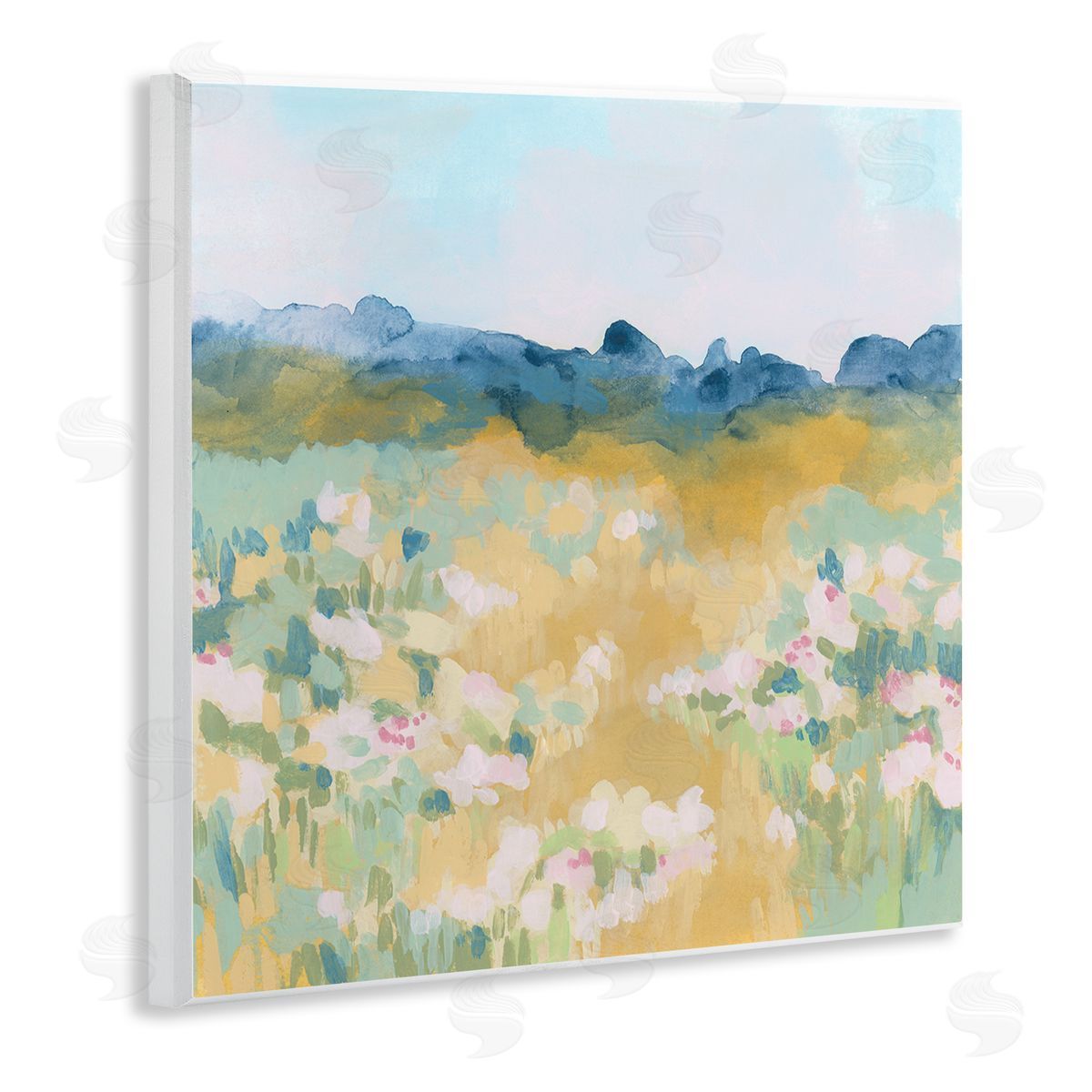 June Erica Vess Abstract Meadow Flowers Wooden Wall Plaque Art Print