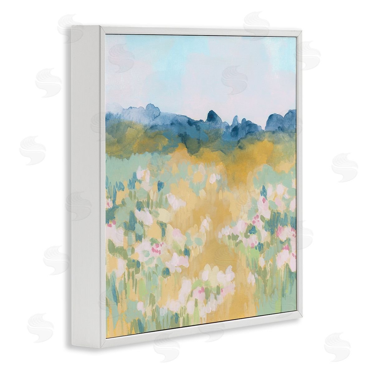 June Erica Vess Abstract Meadow Flowers White Framed Glicee Wall Art Print