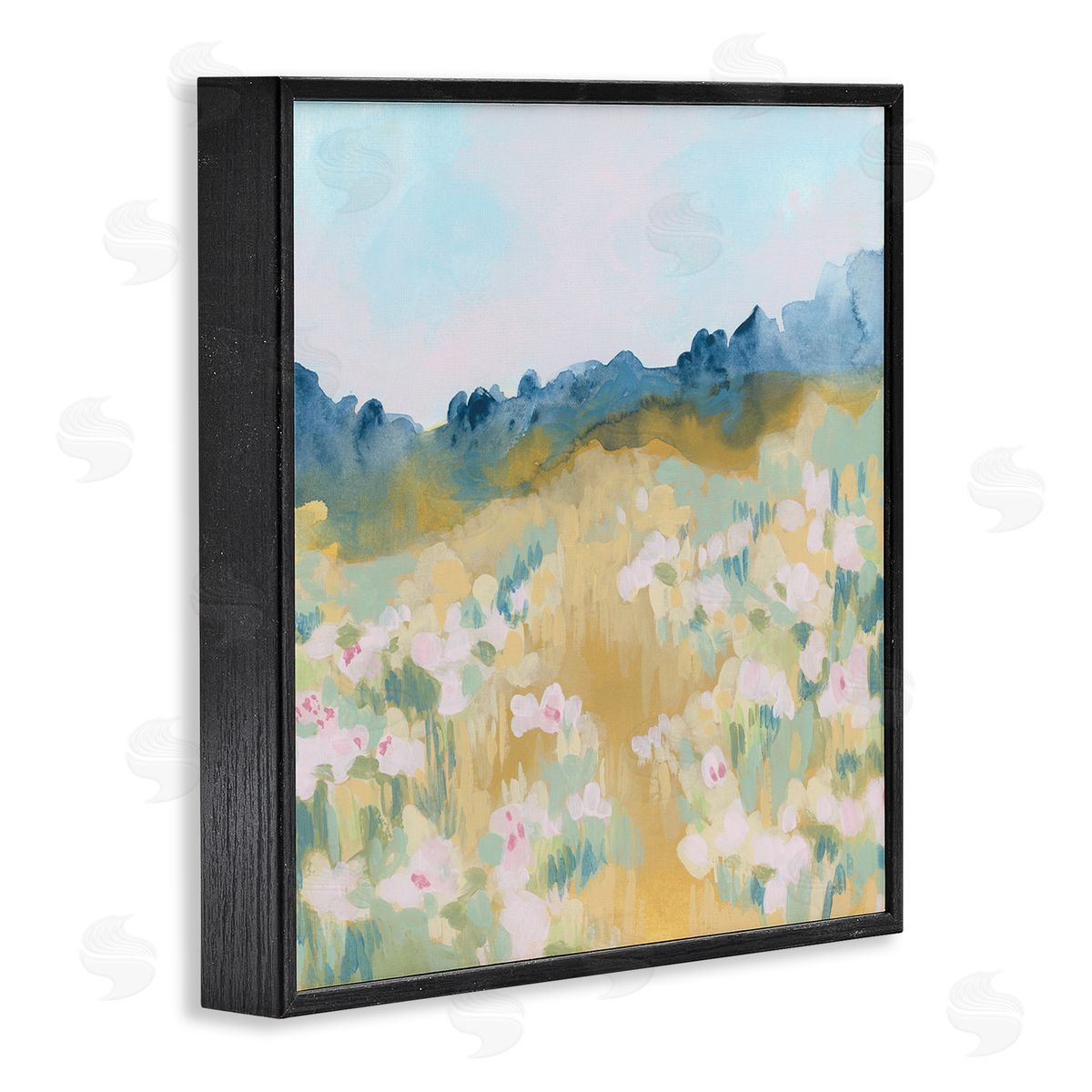 June Erica Vess Modern Pink Flower Meadow Black Framed Glicee Wall Art Print