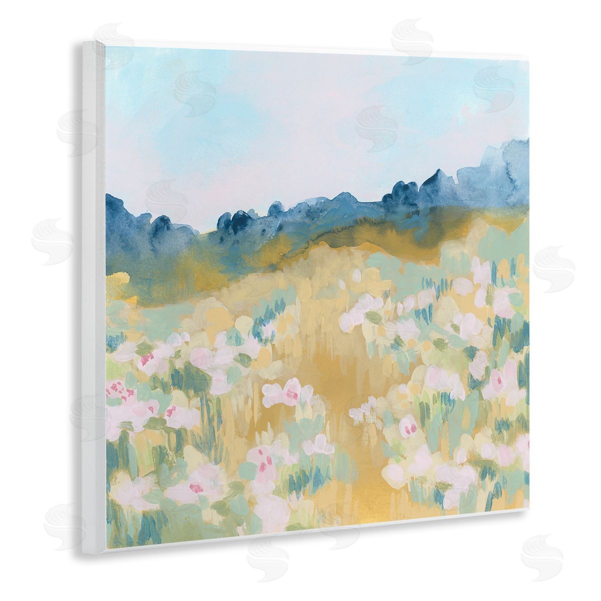 June Erica Vess Modern Pink Flower Meadow Wooden Wall Plaque Art Print