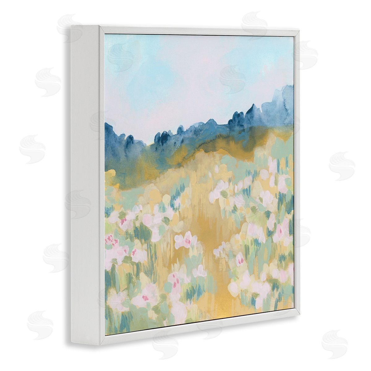 June Erica Vess Modern Pink Flower Meadow White Framed Glicee Wall Art Print