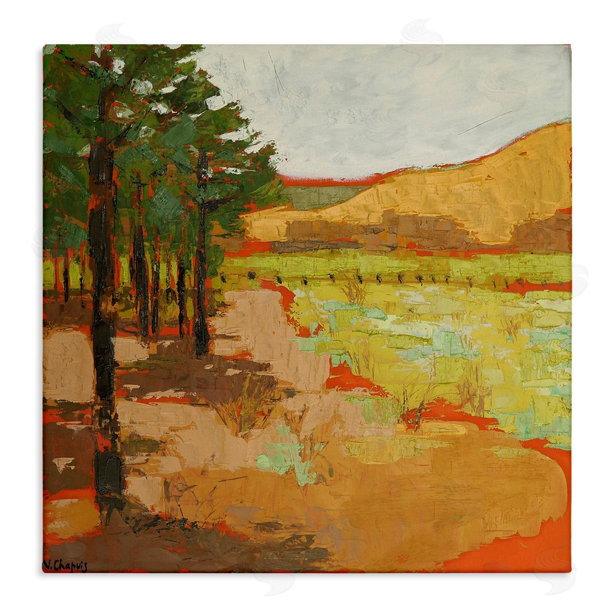 Virginia Chapuis Modern Landscape Painting Stretched Canvas Wall Art Print