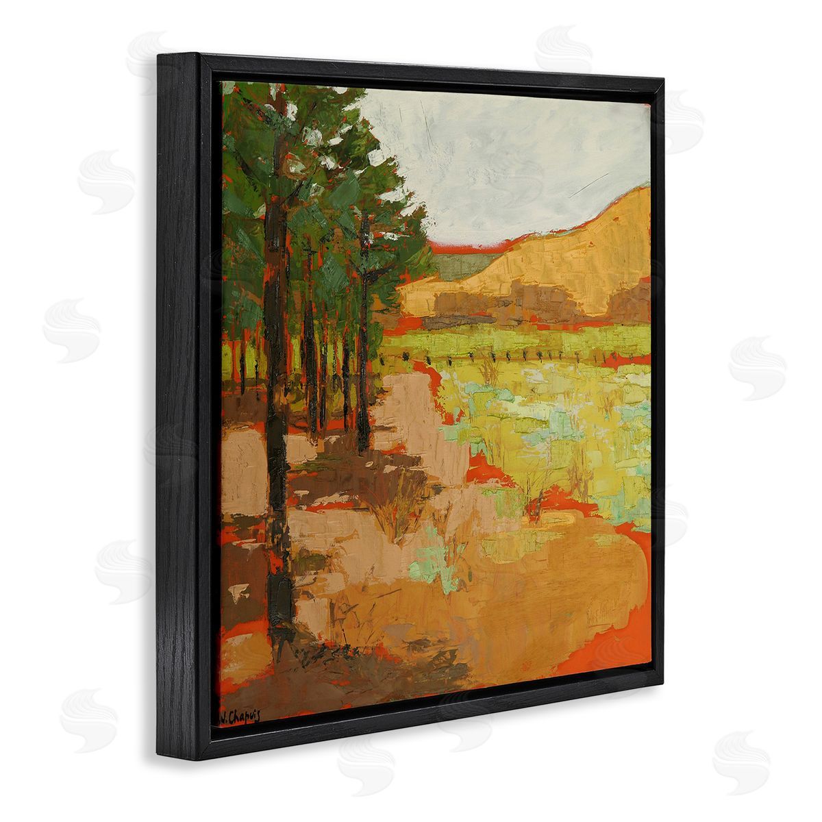 Virginia Chapuis Modern Landscape Painting Black Floating Frame Canvas Wall Art Print