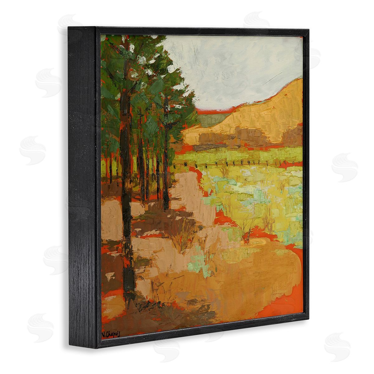 Virginia Chapuis Modern Landscape Painting Black Framed Glicee Wall Art Print