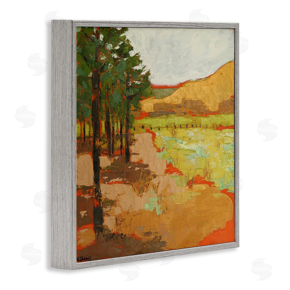 Virginia Chapuis Modern Landscape Painting Gray Framed Glicee Wall Art Print