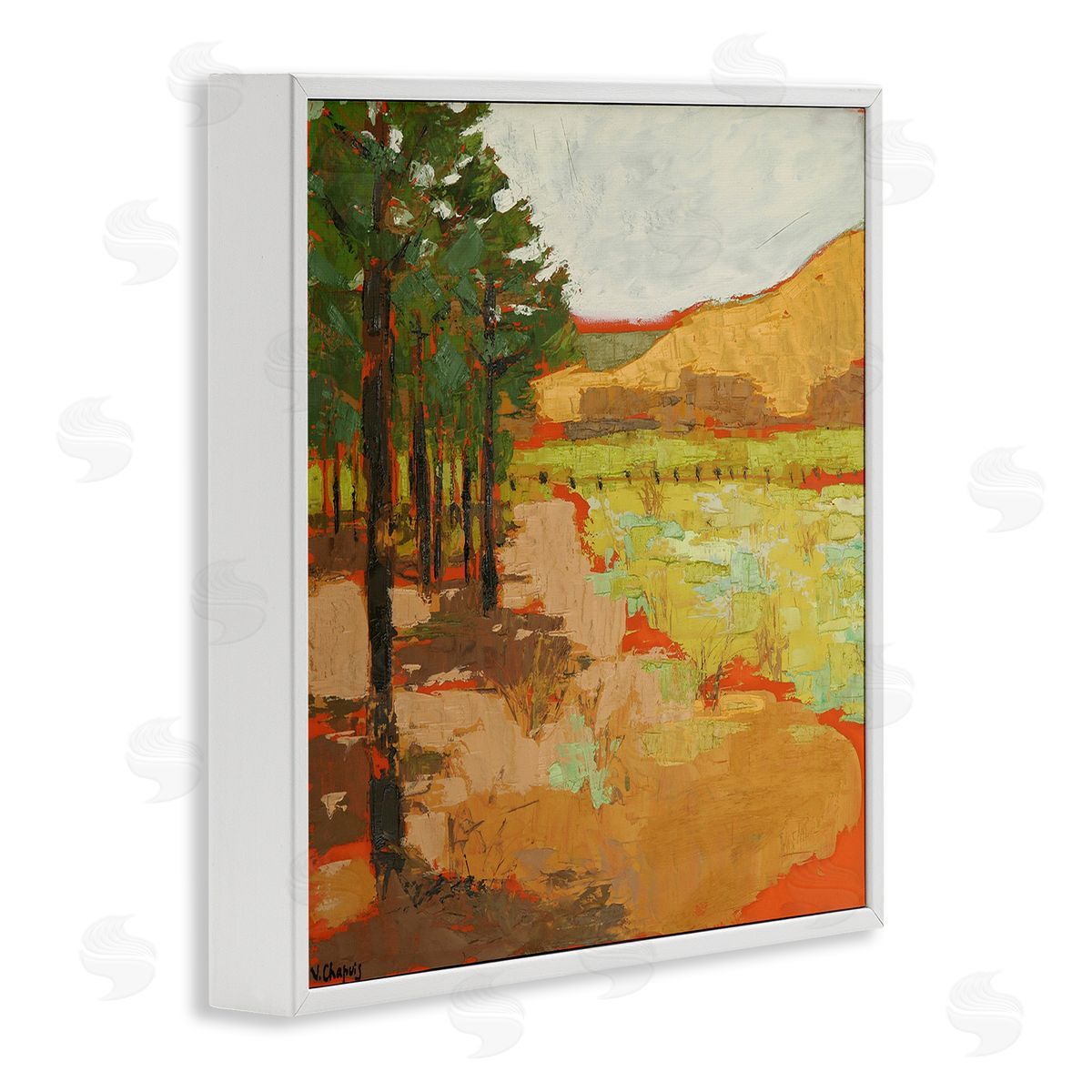 Virginia Chapuis Modern Landscape Painting White Framed Glicee Wall Art Print