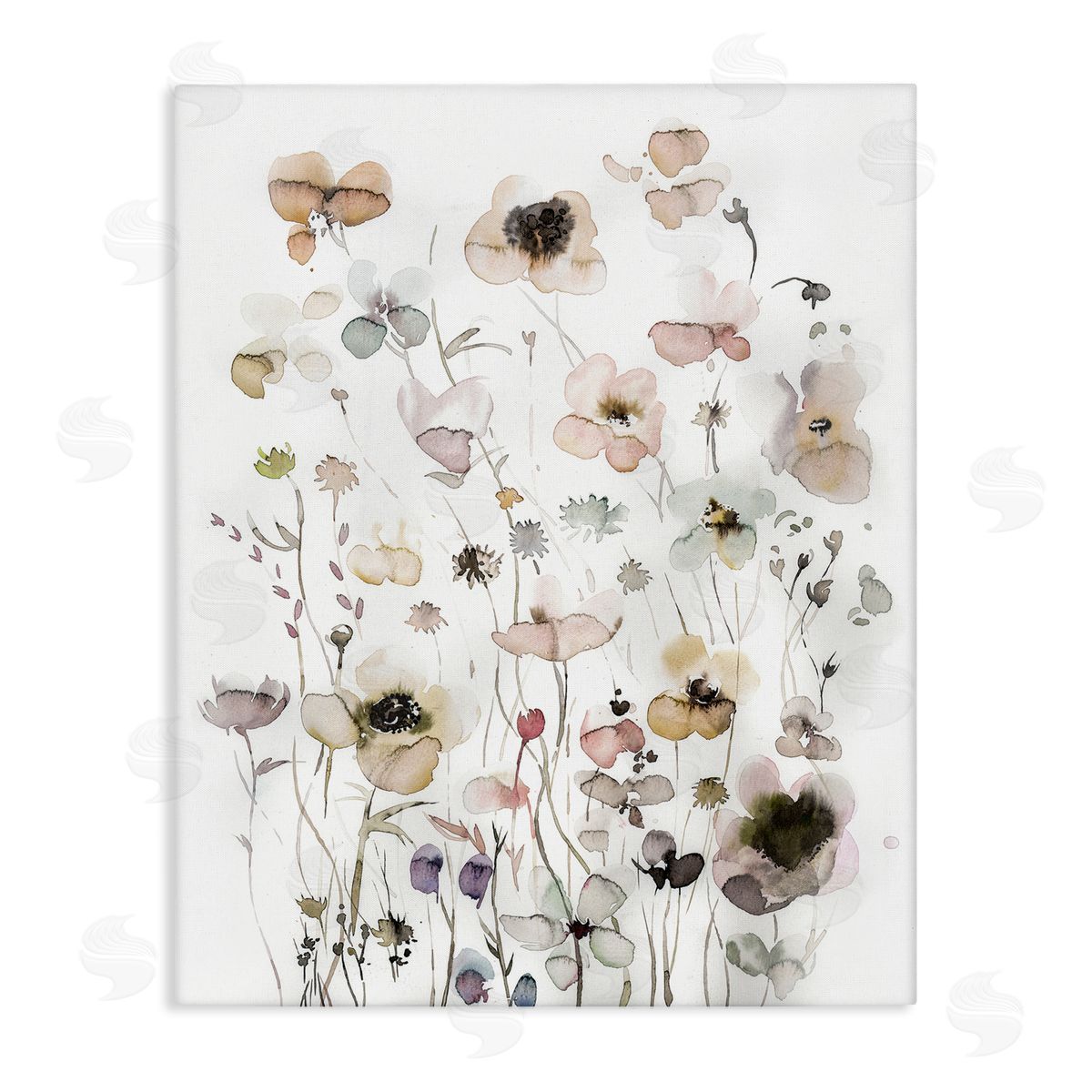Soft Cottage Florals Pattern Canvas Wall Art, Home Decor by Incado