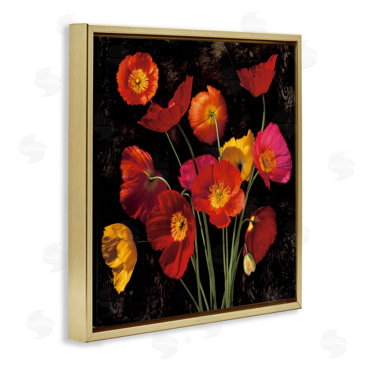 John Seba Red Poppies Photography Gold Floating Frame Canvas Wall Art Print