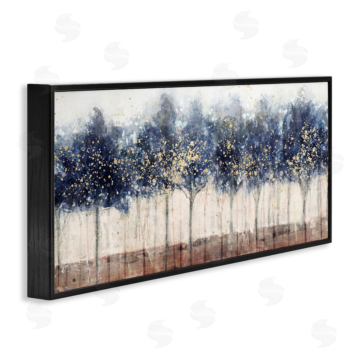 Trees with Modern Splash Black Frame Print Wall Art, Home Decor by Nina Blue