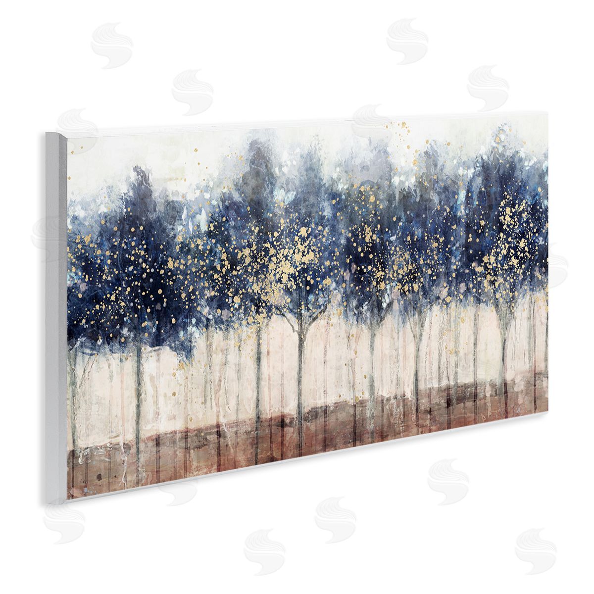 Trees with Modern Splash Wood Plaque Wall Art, Home Decor by Nina Blue