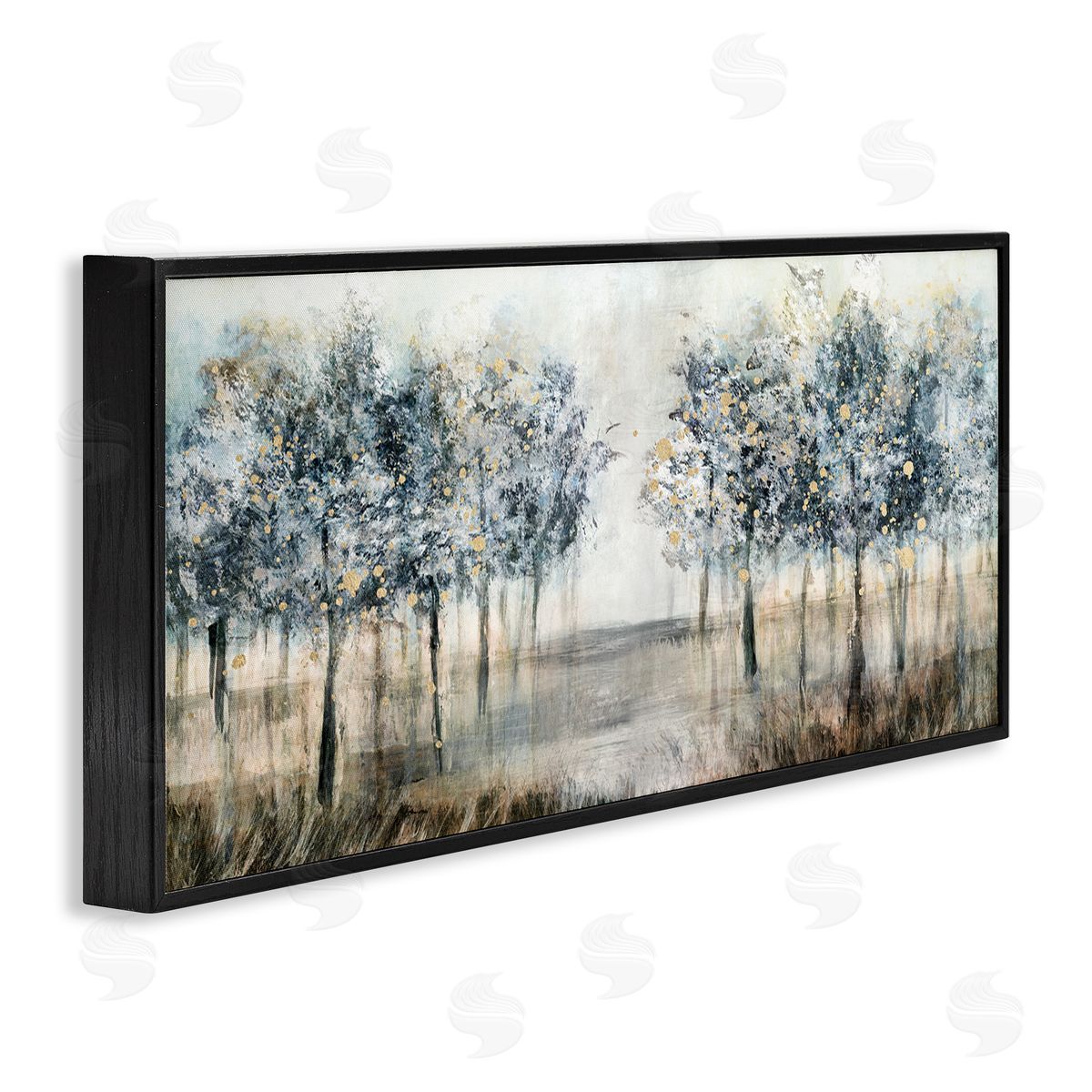 Modern Tree Grove Black Frame Print Wall Art, Home Decor by Nina Blue