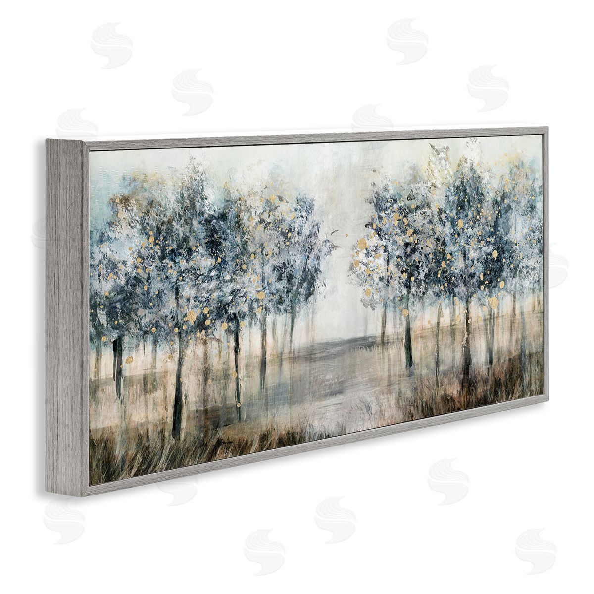 Modern Tree Grove Grey Frame Print Wall Art, Home Decor by Nina Blue
