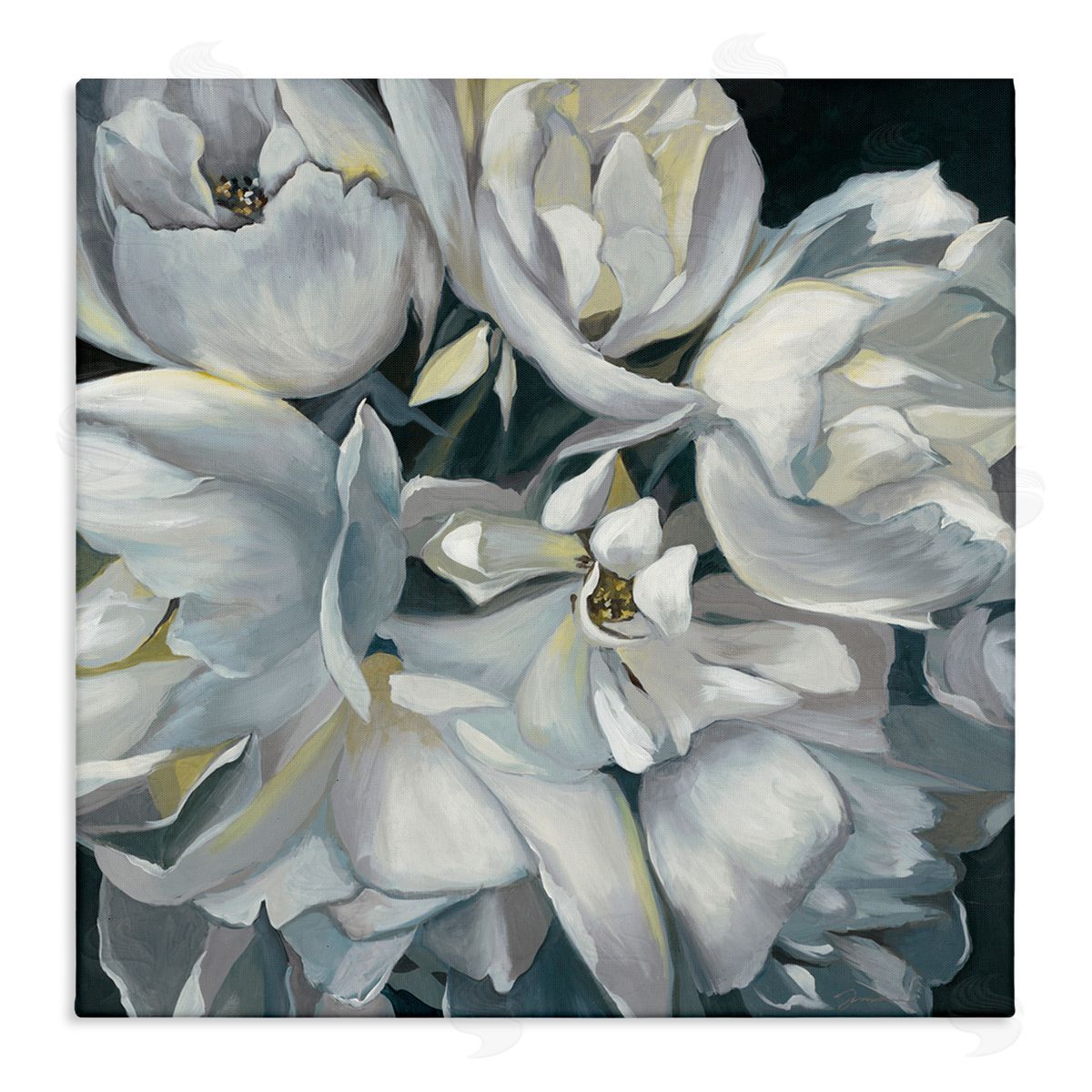Liz Jardine White Flower Arrangement Stretched Canvas Wall Art Print