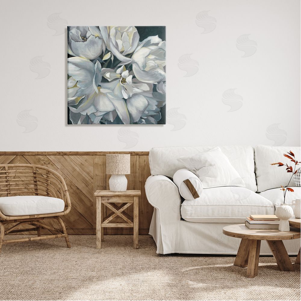 Liz Jardine White Flower Arrangement Canvas Wall Art in Room