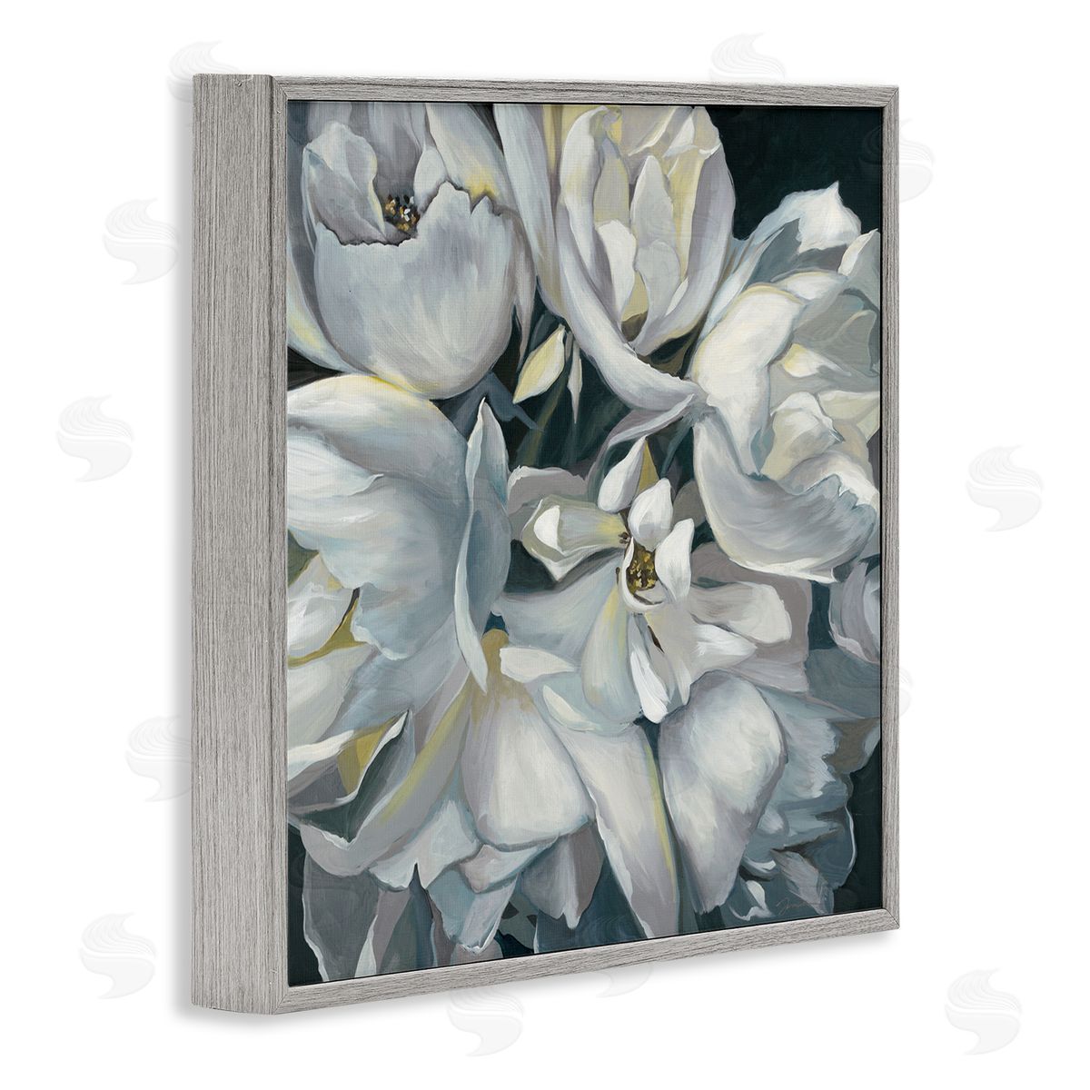 Liz Jardine White Flower Arrangement Gray Framed Glicee Wall Art Print