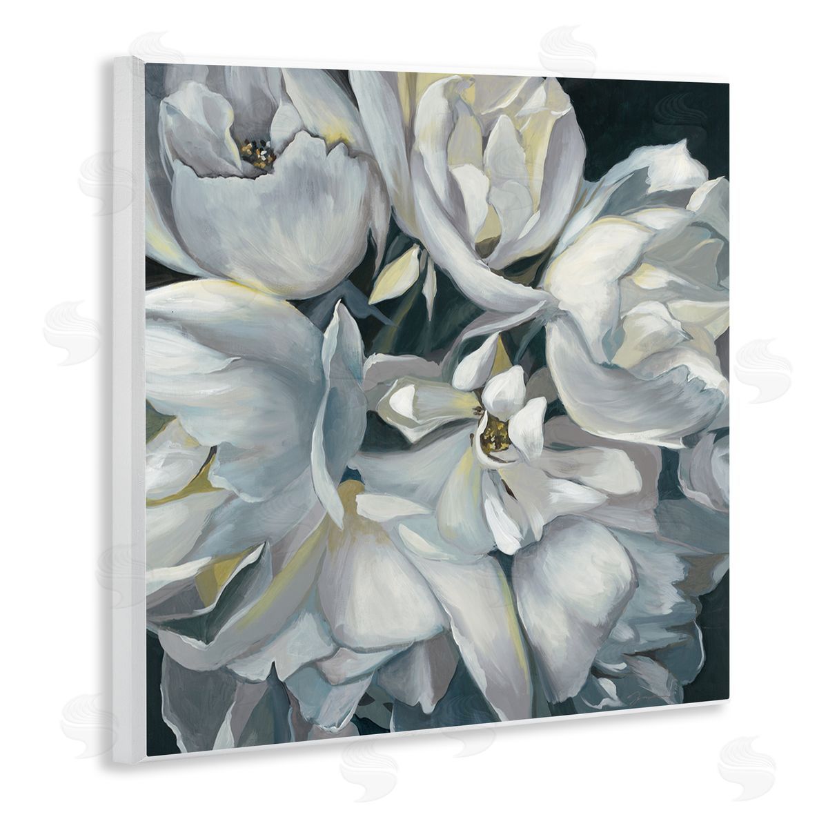 Liz Jardine White Flower Arrangement Wooden Wall Plaque Art Print