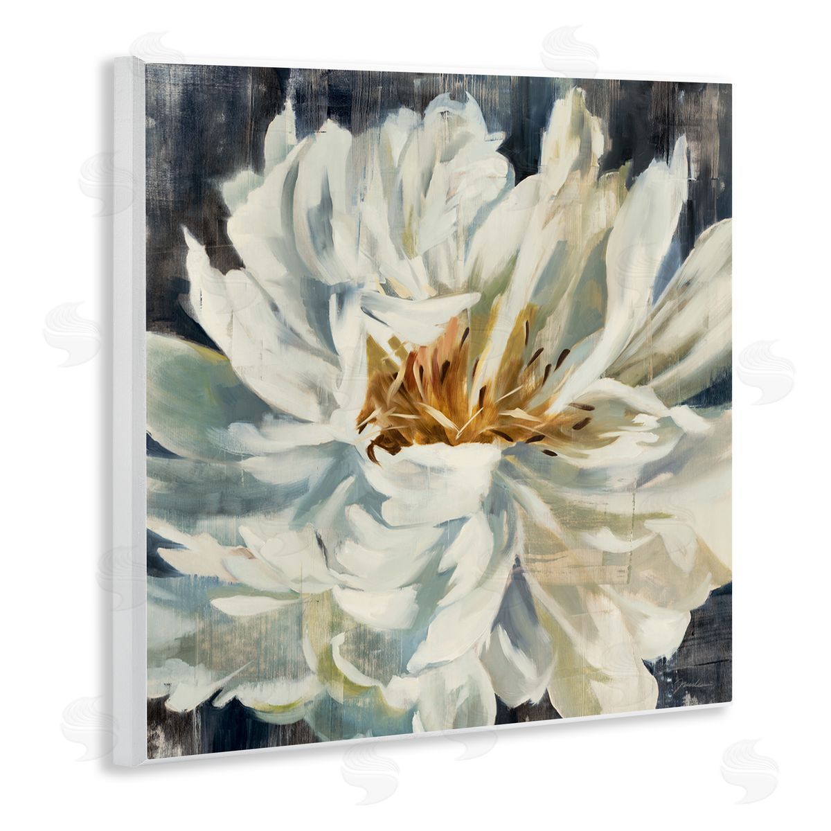 Liz Jardine White Flower Blossom Wooden Wall Plaque Art Print