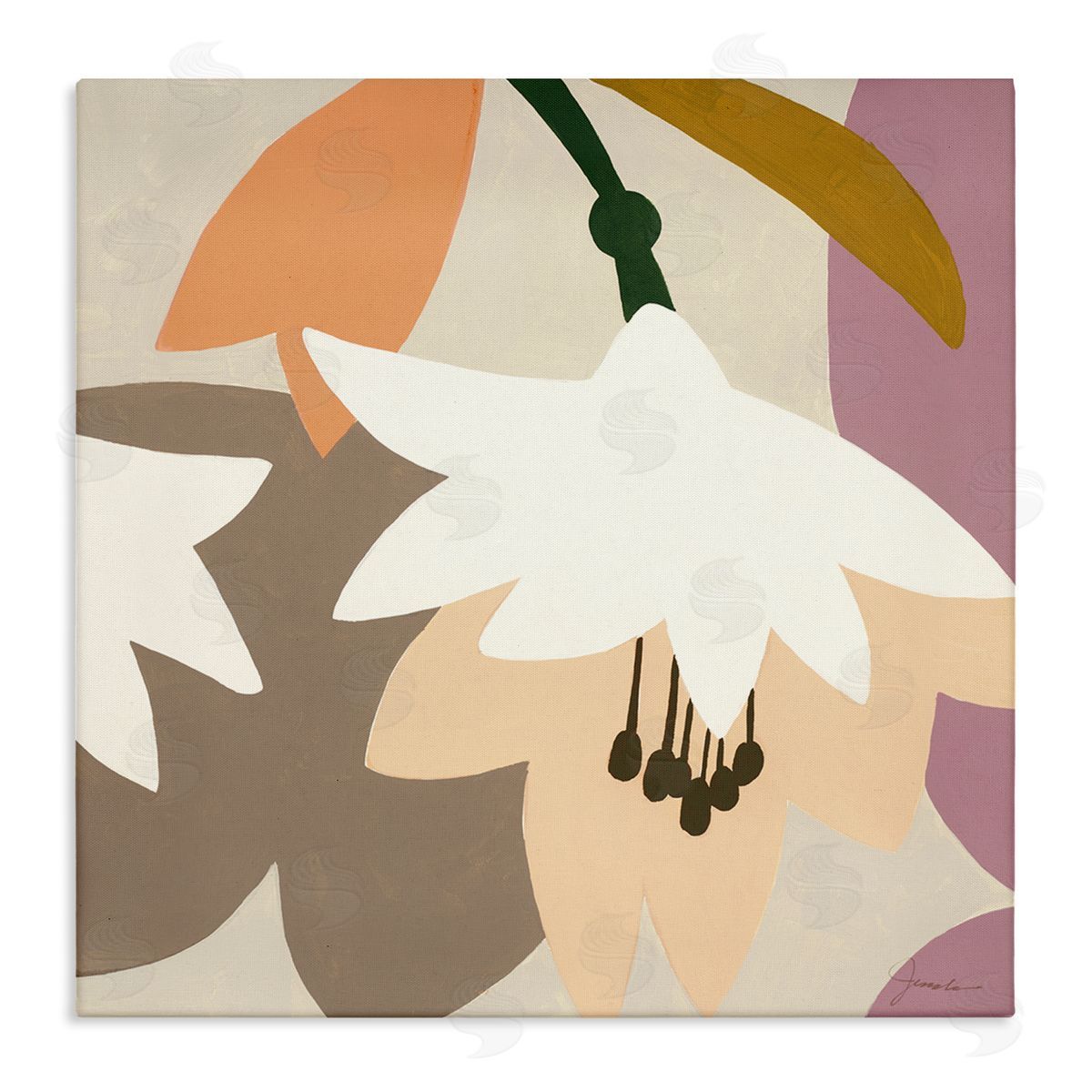 Liz Jardine Modern Pastel Tulips Stretched Canvas Wall Art Print