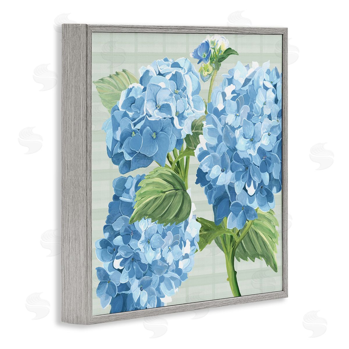 Erica Christopher Blue Hydrangea Blossoms Gray Framed Glicee Wall Art Print