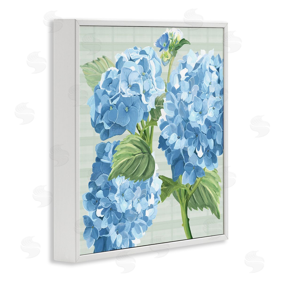 Erica Christopher Blue Hydrangea Blossoms White Framed Glicee Wall Art Print