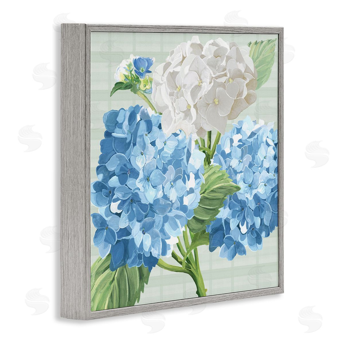 Erica Christopher Hydrangeas on Plaid Gray Framed Glicee Wall Art Print
