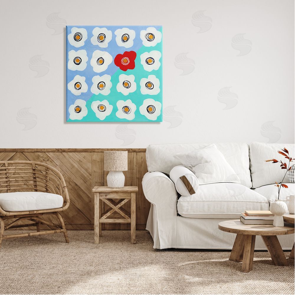 Ruth Fromstein Contemporary Flower Pattern Canvas Wall Art in Room