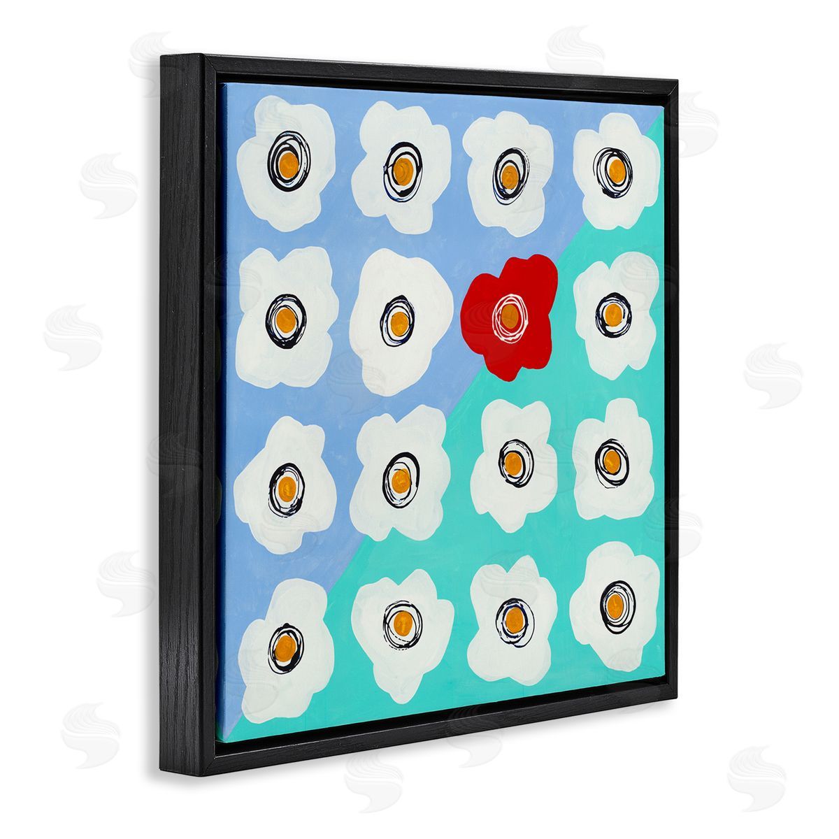 Ruth Fromstein Contemporary Flower Pattern Black Floating Frame Canvas Wall Art Print
