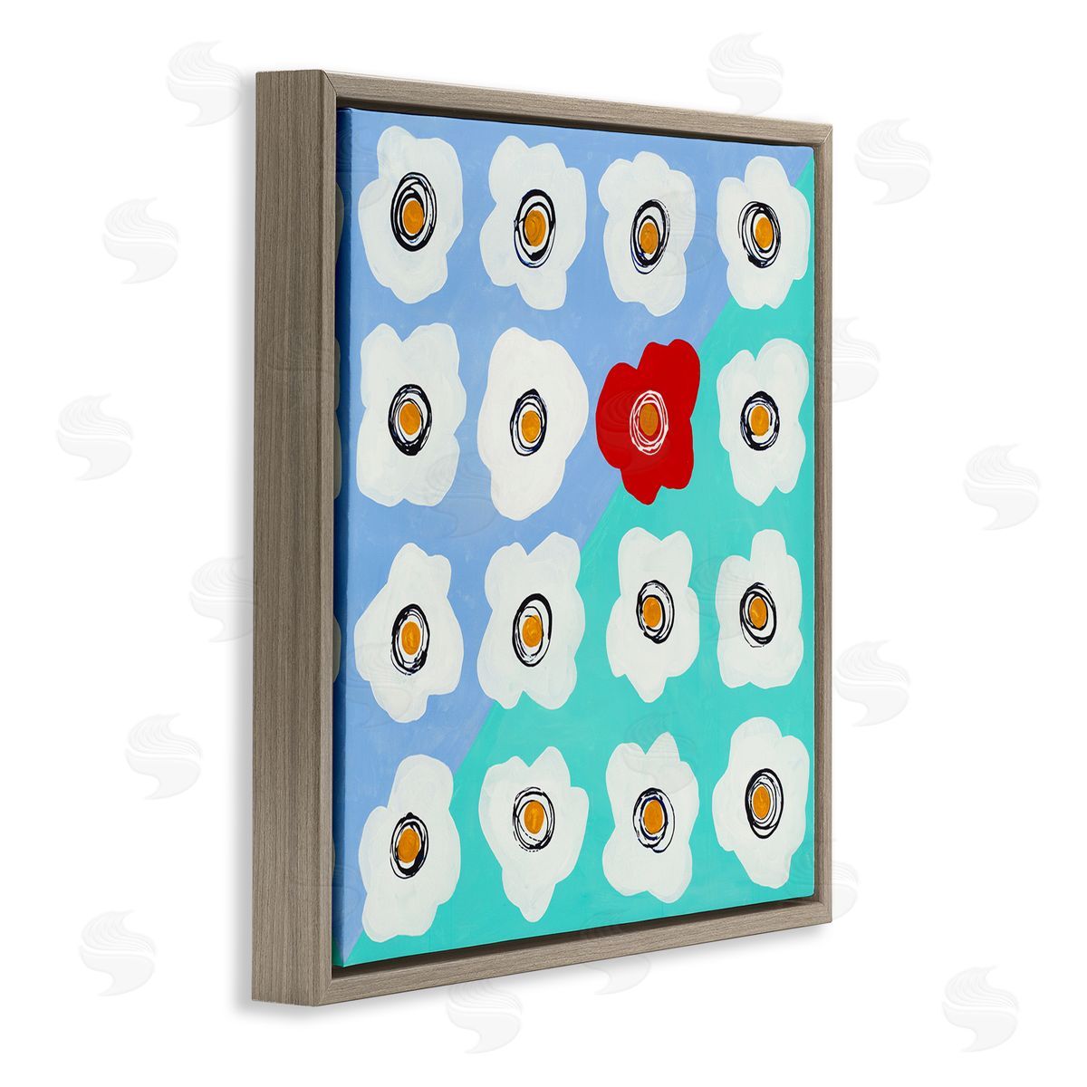Ruth Fromstein Contemporary Flower Pattern Brown Floating Frame Canvas Wall Art Print