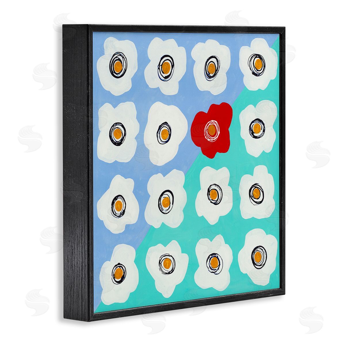 Ruth Fromstein Contemporary Flower Pattern Black Framed Glicee Wall Art Print