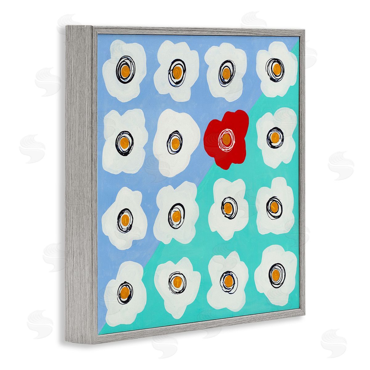 Ruth Fromstein Contemporary Flower Pattern Gray Framed Glicee Wall Art Print