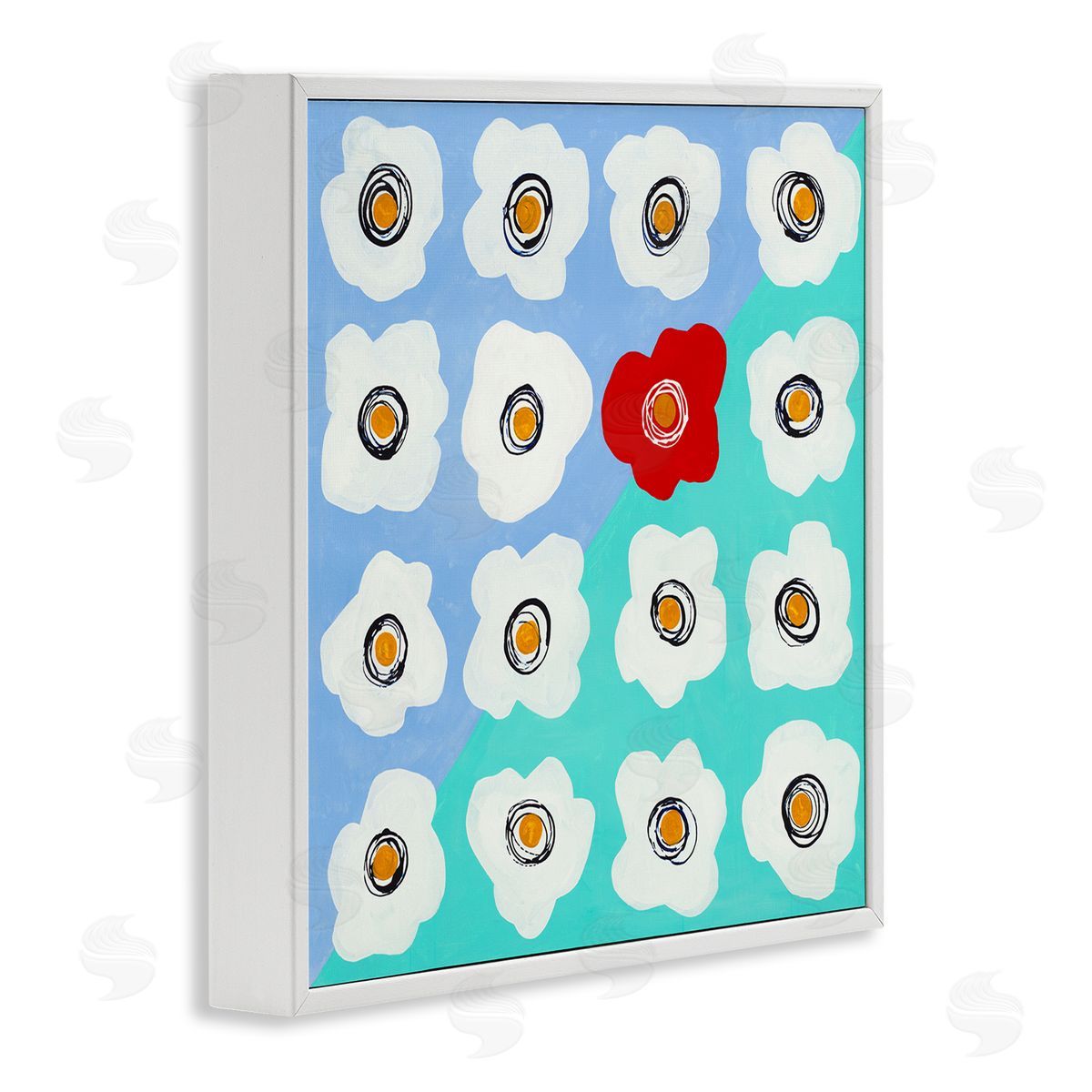 Ruth Fromstein Contemporary Flower Pattern White Framed Glicee Wall Art Print