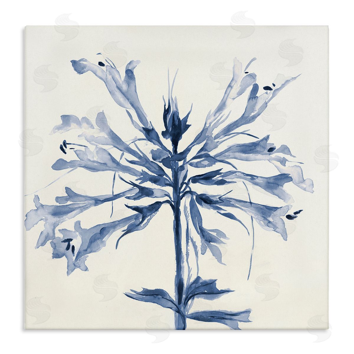 Liz Jardine Modern Blue Flower Stretched Canvas Wall Art Print