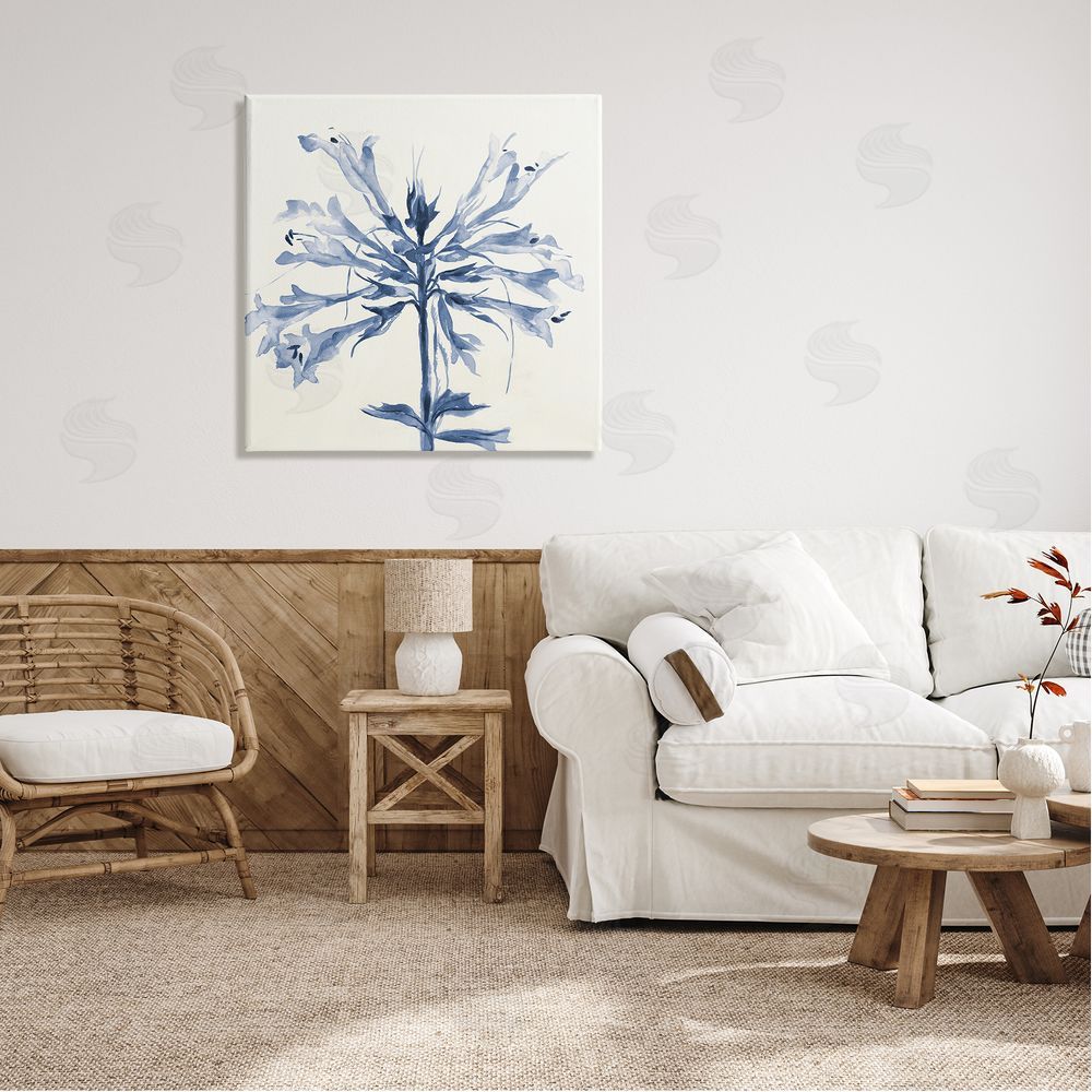 Liz Jardine Modern Blue Flower Canvas Wall Art in Room