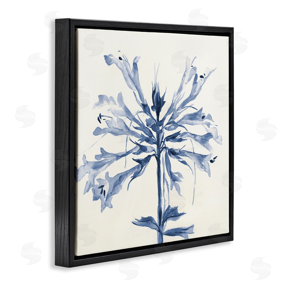 Liz Jardine Modern Blue Flower Black Floating Frame Canvas Wall Art Print