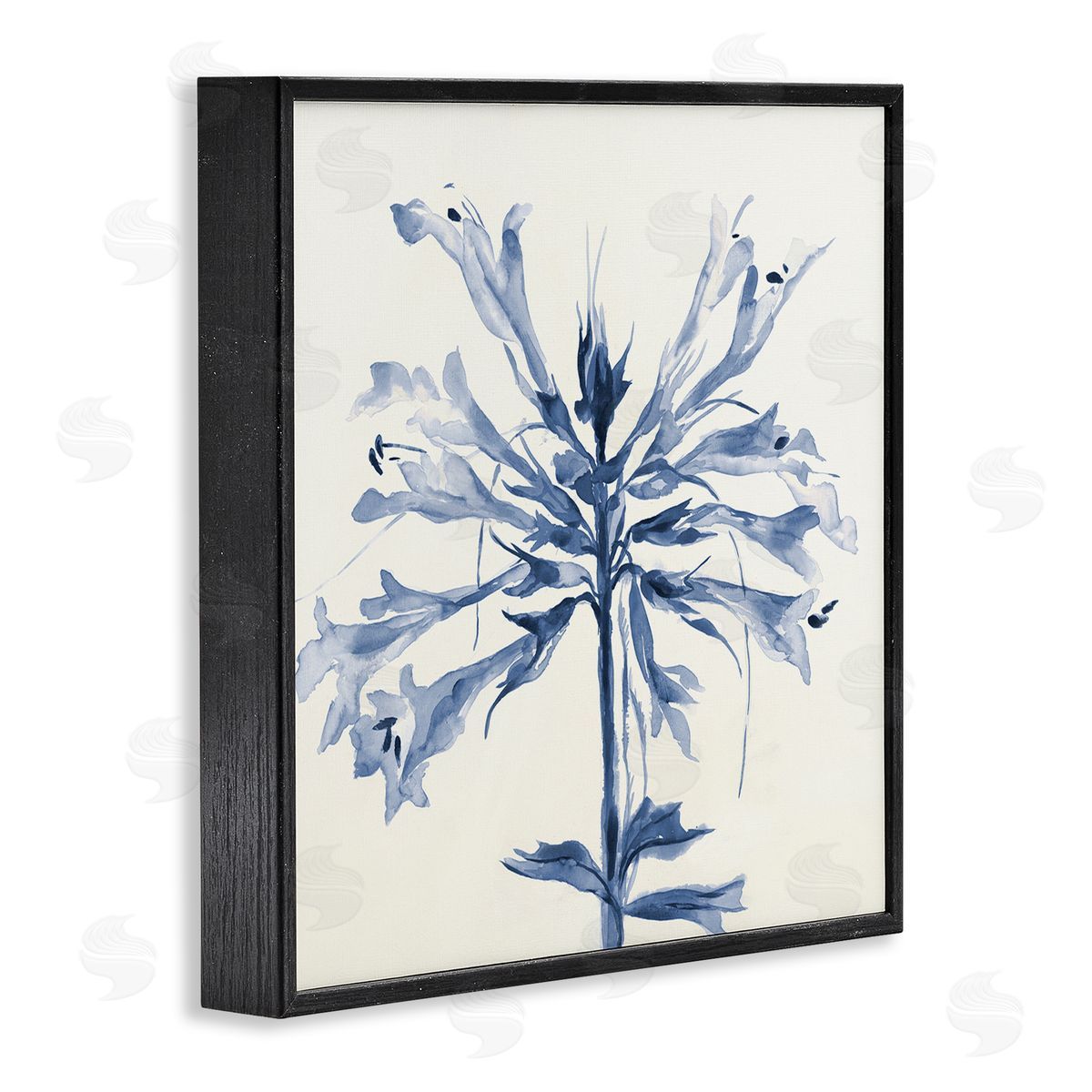 Liz Jardine Modern Blue Flower Black Framed Glicee Wall Art Print