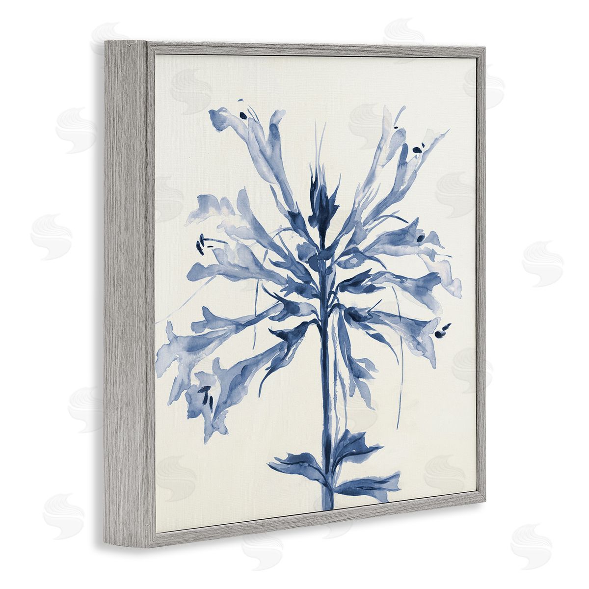 Liz Jardine Modern Blue Flower Gray Framed Glicee Wall Art Print