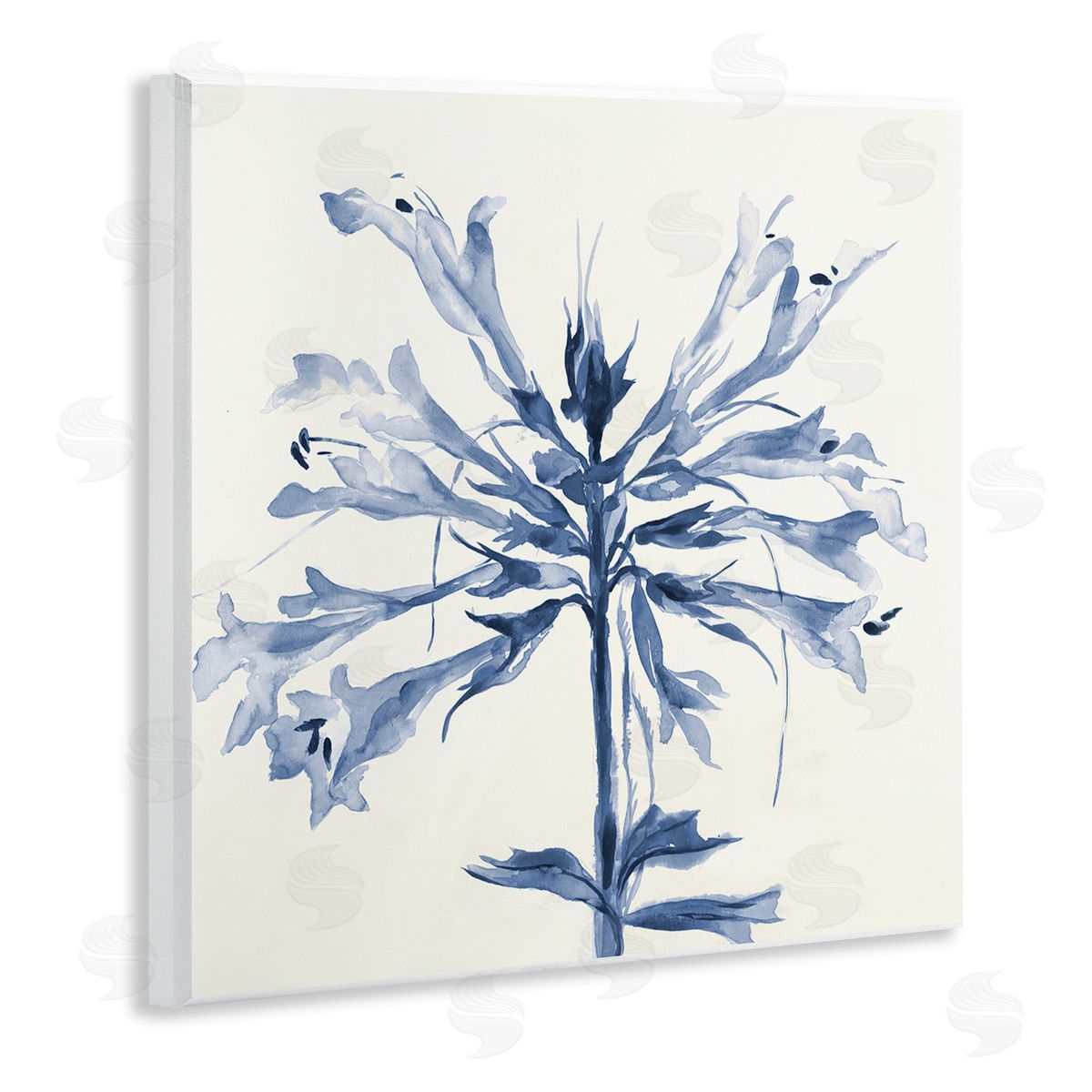 Liz Jardine Modern Blue Flower Wooden Wall Plaque Art Print