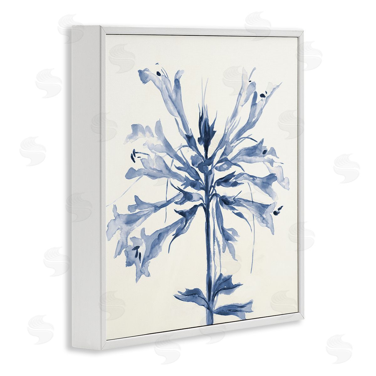Liz Jardine Modern Blue Flower White Framed Glicee Wall Art Print