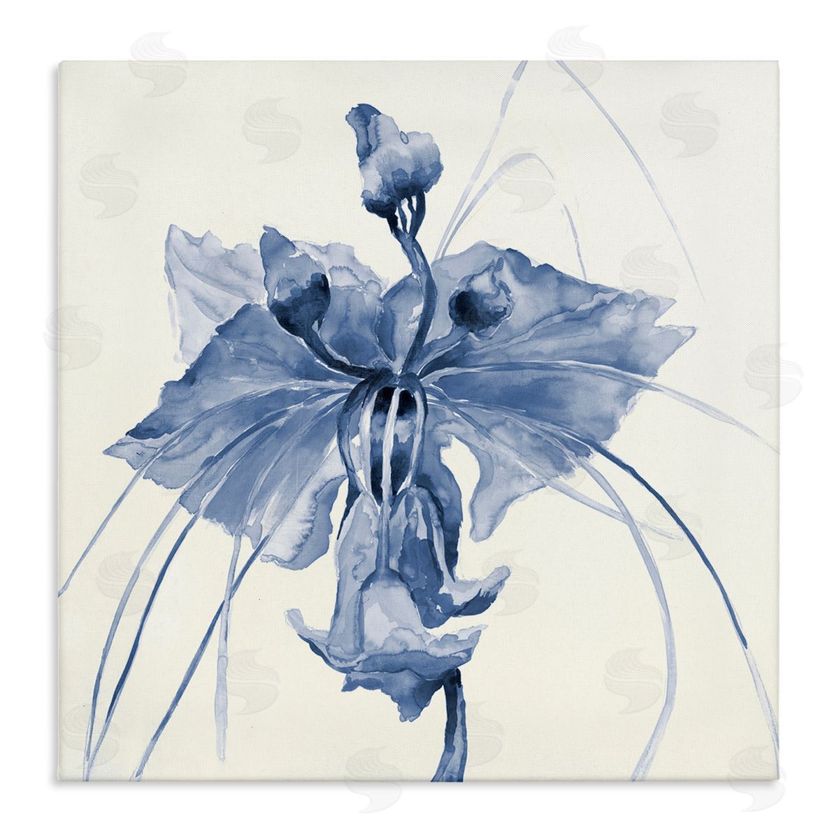 Liz Jardine Blue Abstract Orchid Stretched Canvas Wall Art Print
