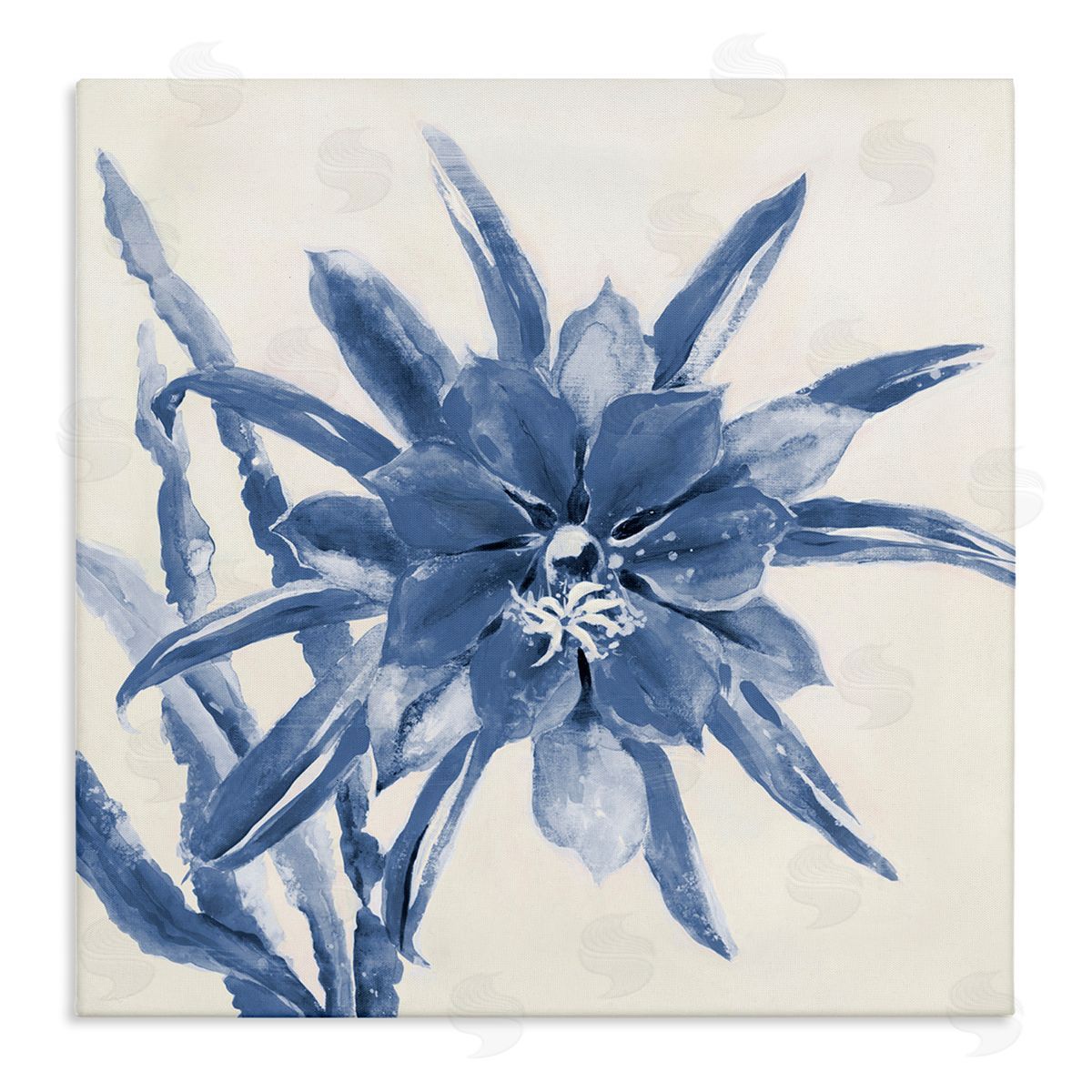 Liz Jardine Blue & White Flower Stretched Canvas Wall Art Print