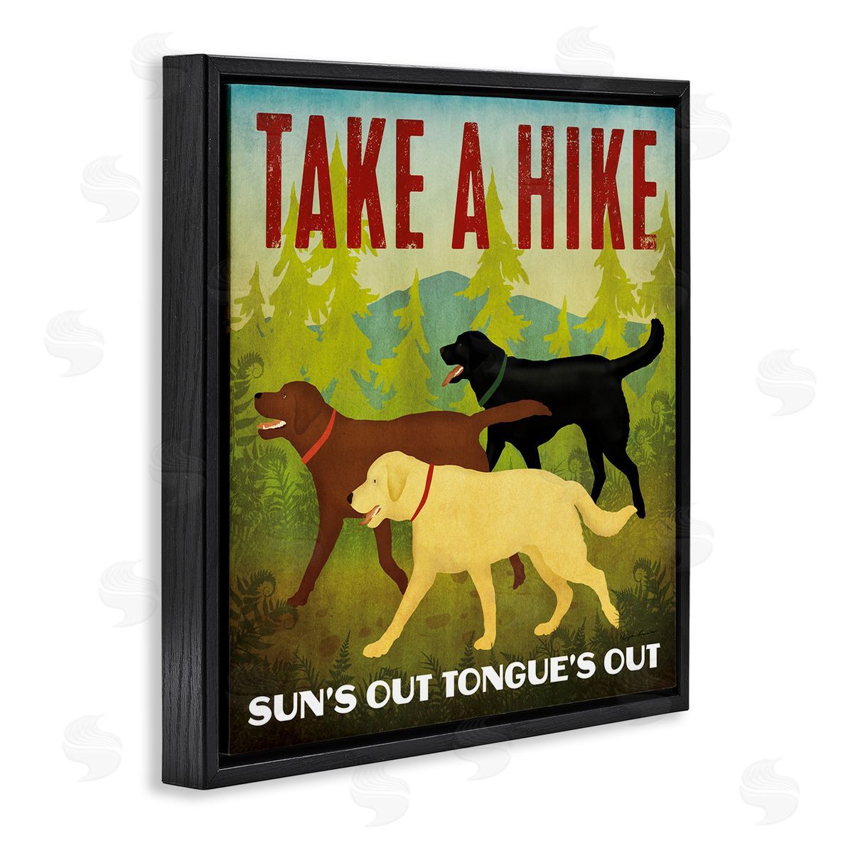 Ryan Fowler Hiking Dogs Phrase Black Floating Frame Canvas Wall Art Print