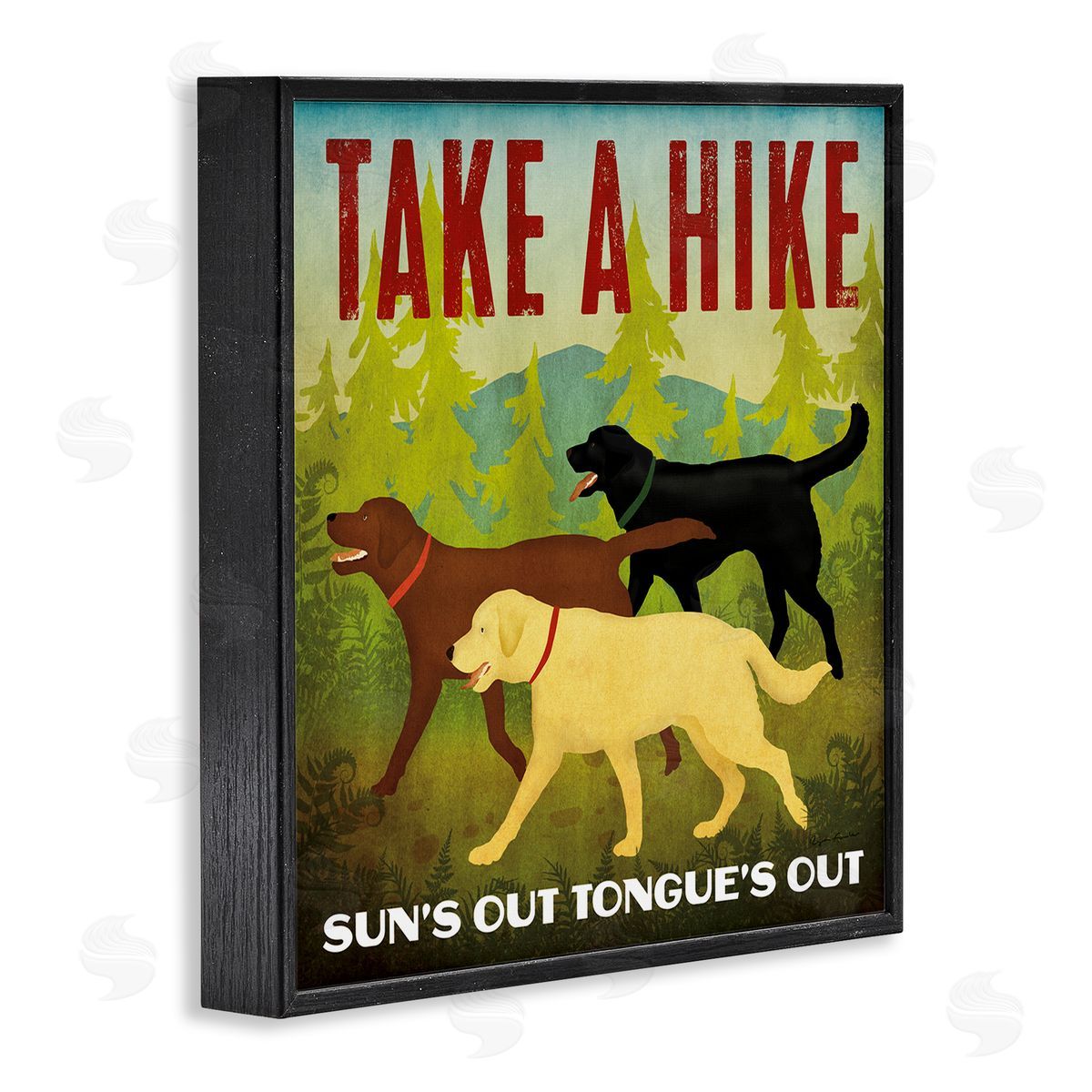 Ryan Fowler Hiking Dogs Phrase Black Framed Glicee Wall Art Print