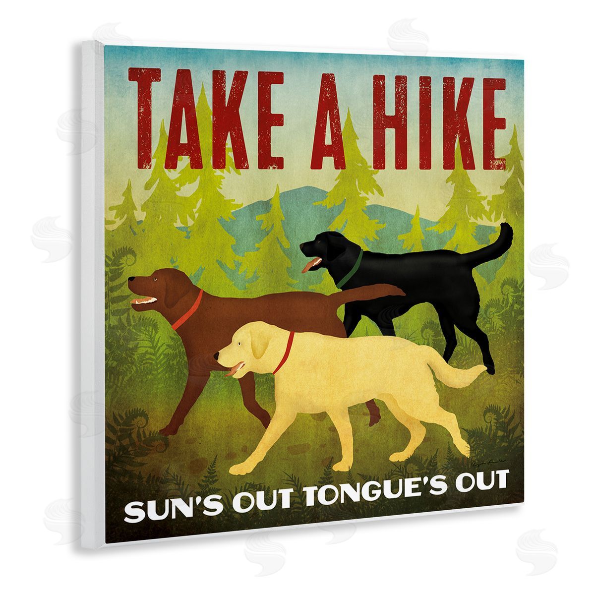 Ryan Fowler Hiking Dogs Phrase Wooden Wall Plaque Art Print