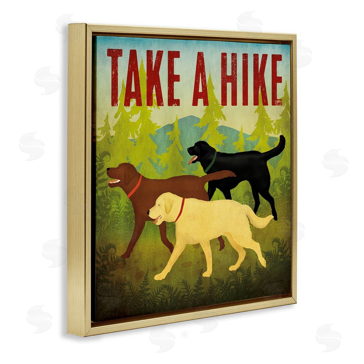 Ryan Fowler Take a Hike Phrase Gold Floating Frame Canvas Wall Art Print