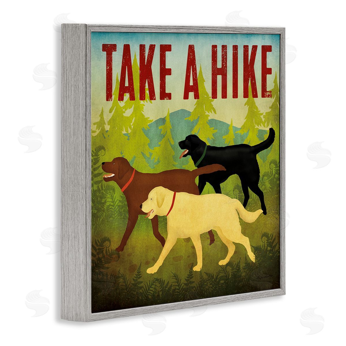 Ryan Fowler Take a Hike Phrase Gray Framed Glicee Wall Art Print